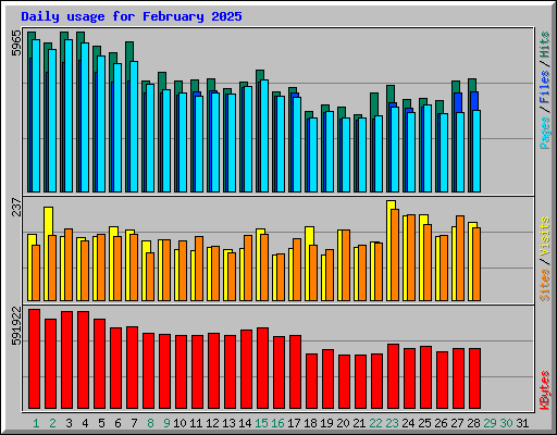 Daily usage for February 2025